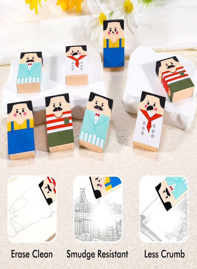 TUCEWP 8Pcs Cute Salaryman Erasers Bald Uncle Erasers Bulk Bald Eraser Desk Pet Fun Pencil Eraser Back to School Gifts for School Classroom Rewards Party Favors - Image 5
